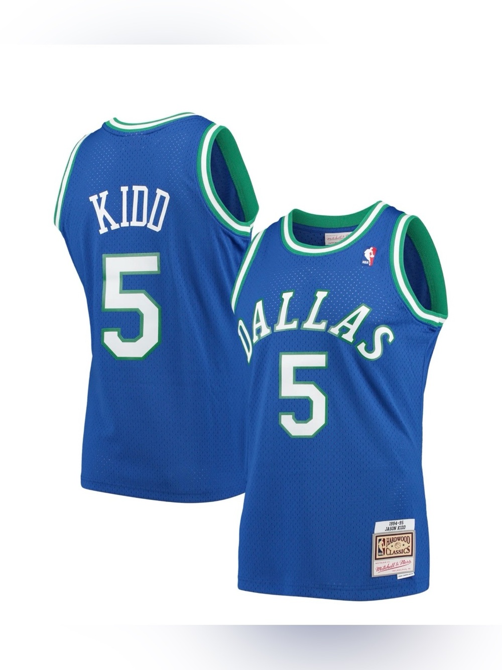 Mitchell & Ness Dallas Blue #5 Kidd Jersey with Green Trim Accents
